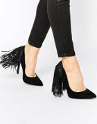 Daisy Street Fringe Back Pumps - Black