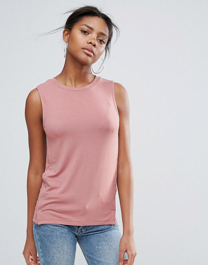 New Look Side Popper Top - Pink