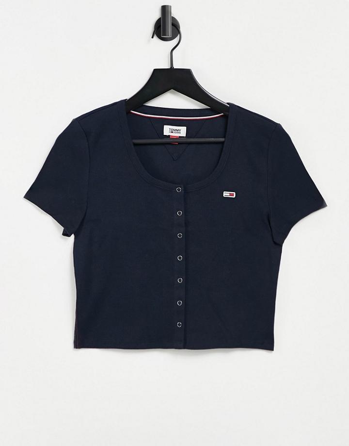 Tommy Jeans Short Sleeve Fitted T-shirt In Navy