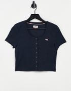 Tommy Jeans Short Sleeve Fitted T-shirt In Navy