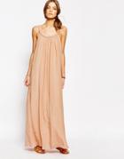 Suncoo Ropeneck Maxi Dress In Pink - 05 Nude