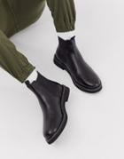 Asos Design Chelsea Boots In Black Leather With Chunky Sole