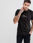 Boohooman T-shirt With Man Embroidery In Black - Black
