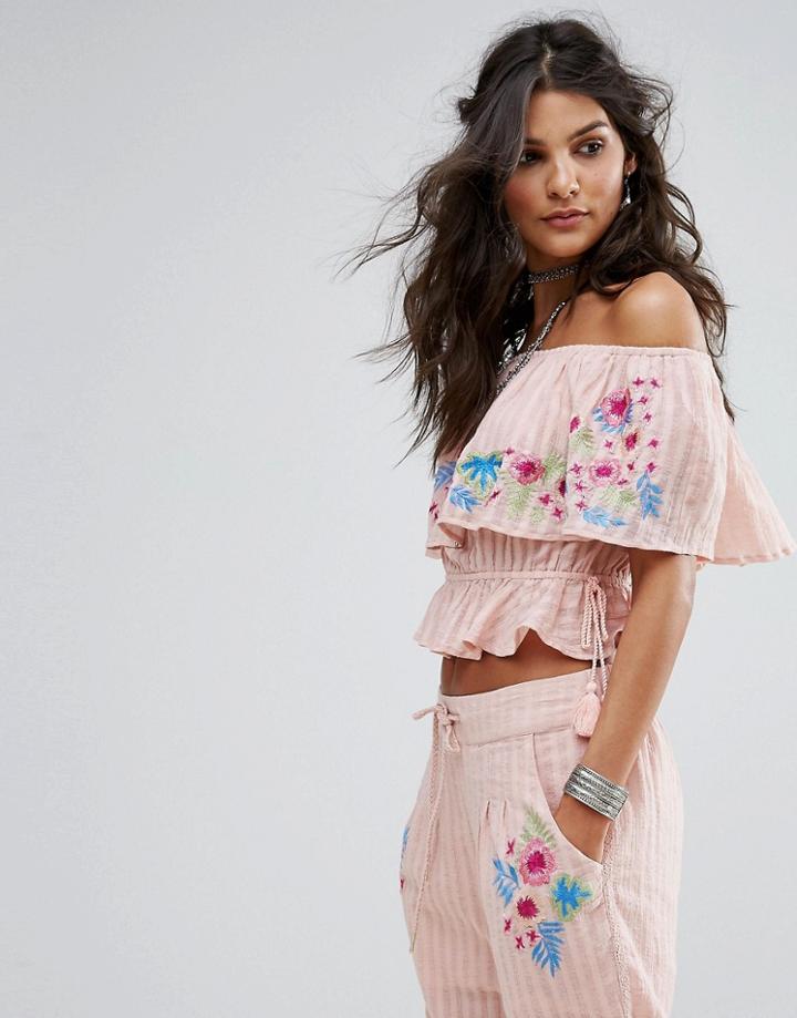 Rahicali Tropics Off Shoulder Top - Pink
