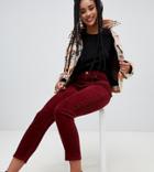 Monki Cord Tapered Pants In Burgundy