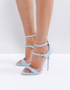 Public Desire Blue Strappy Heeled Sandals - Blue