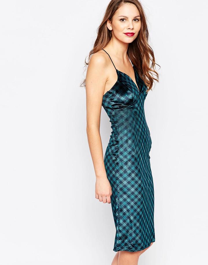 Daisy Street Cami Dress In Plaid Print - Teal