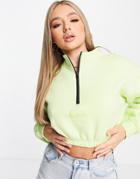 Public Desire Cropped Sweatshirt In Lime-green