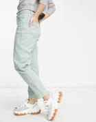 Pieces High Waisted Mom Jeans In Pale Green