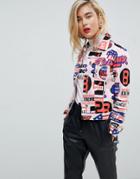 Love Moschino Highway 95 Printed Biker Jacket - Pink