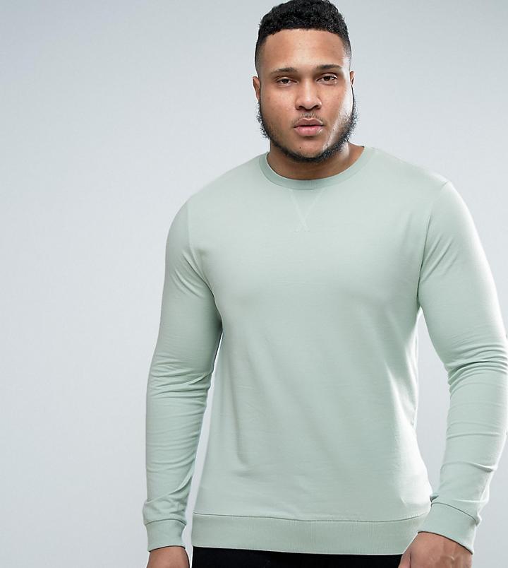 Asos Plus Lightweight Muscle Fit Sweatshirt In Blue - Blue