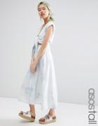 Asos Tall Denim Look Wrap Midi Dress In Tie Dye - Blue