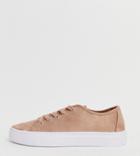 Asos Design Wide Fit Dusty Lace Up Sneakers - Beige