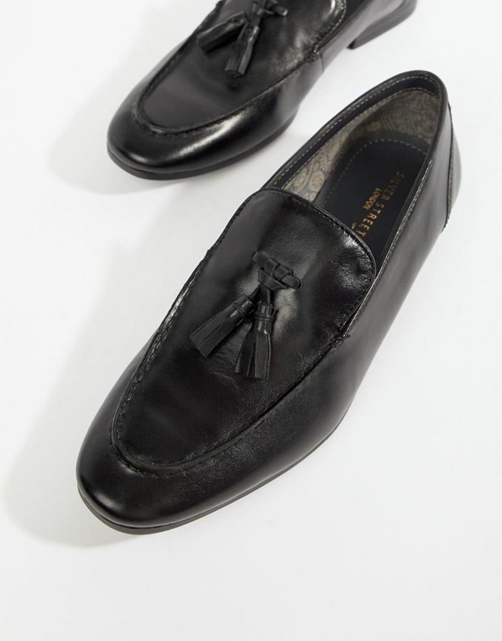 Silver Street High Shine Tassel Loafer In Black - Black
