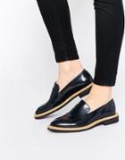 Selected Femme Mira Navy Leather Loafer Flat Shoes - Navy