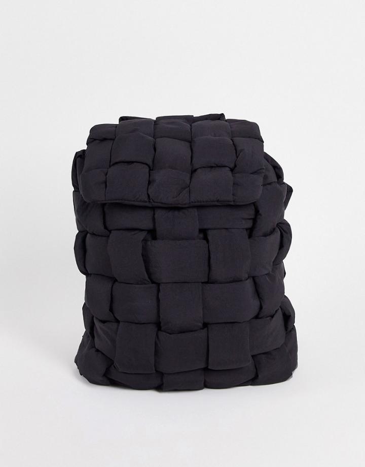 Asos Design Large Padded Weave Backpack In Black