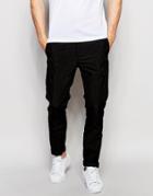 Asos Skinny Chinos In Black Nylon - Black