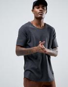 Criminal Damage Waffle Knitted Relaxed Fit T-shirt In Charcoal - Gray