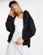 Weekday Alisa Organic Cotton Oversized Zip Through Hoodie In Black