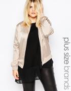 Missguided Plus Satin Bomber Jacket - Pink