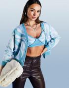 Asos Design Cardi In Swirl Pattern In Blue - Part Of A Set-blues