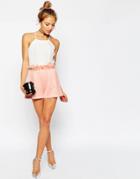 Asos Occasion Shorts With 3d Floral Waistband - Nude