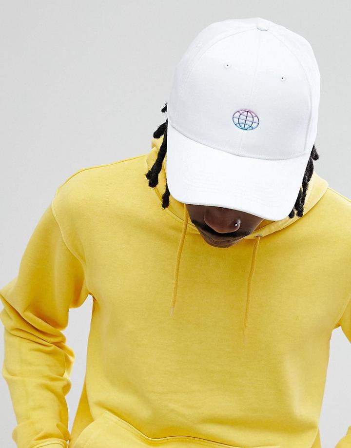 Asos Design Baseball Cap In White With Embossed Detail - White