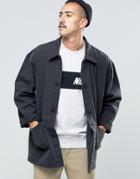 Asos Design Oversized Denim Worker Jacket In Black