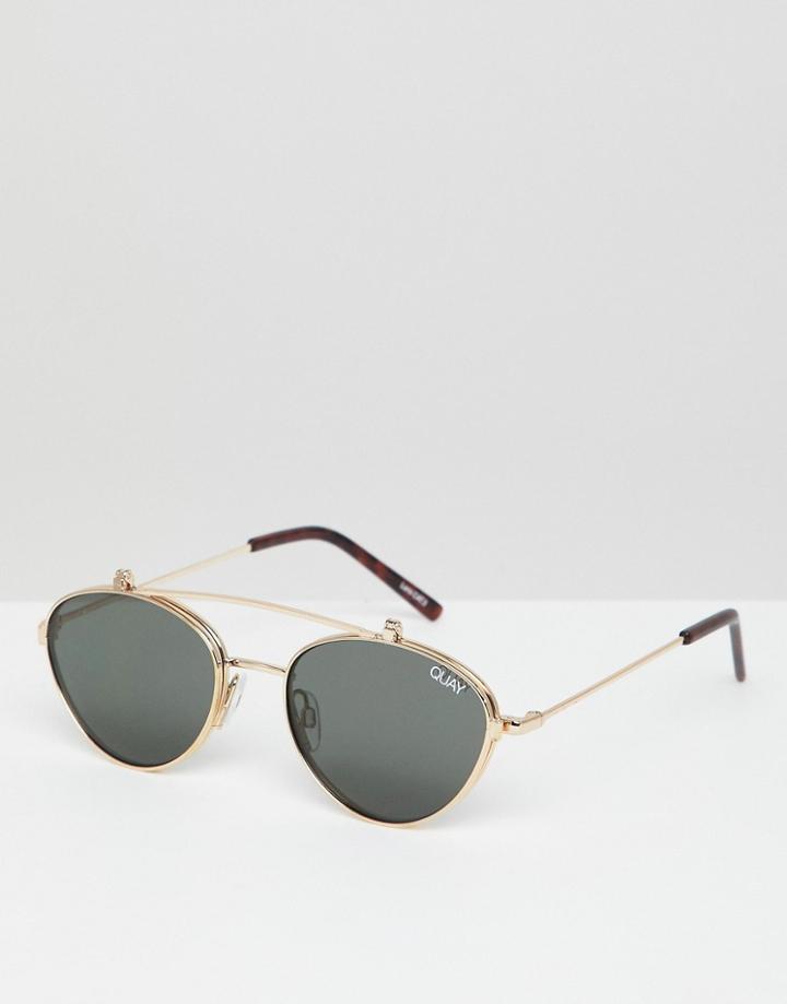 Quay Australia X Elle Ferguson Elle Round Sunglasses In Gold - Gold