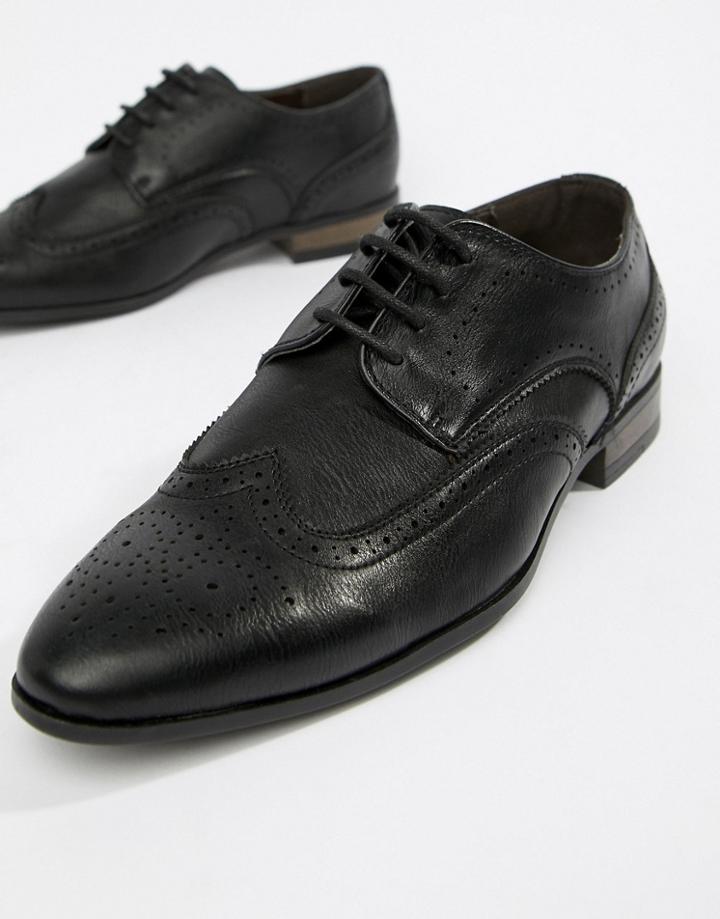 New Look Faux Leather Brogue In Black - Black