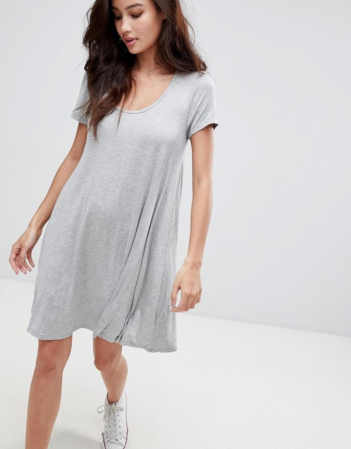 Brave Soul Swing Dress With Keyhole Back Detail - Gray