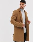 Only & Sons Wool Mix Overcoat In Camel - Tan