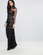 Forever Unique Laced Detail Long Sleeved Maxi Dress - Black