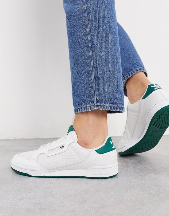 Adidas Originals Continental 80 Sneakers In White With Green Tab
