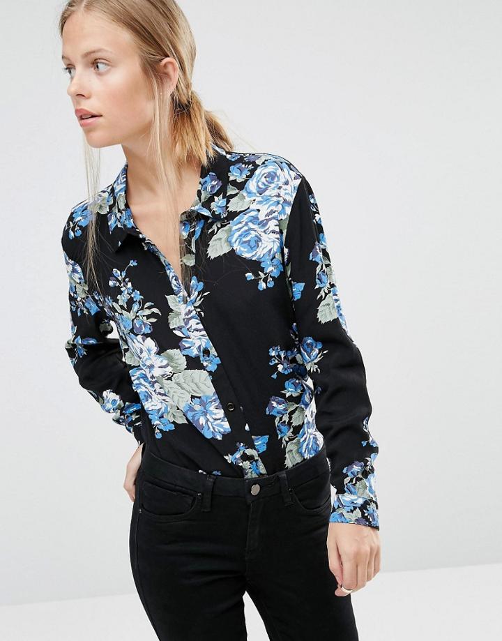 Ganni Blue Flower Print Blouse - Blue Flower