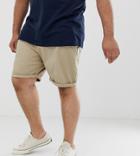 Asos Design Plus Slim Chino Shorts In Putty - Beige