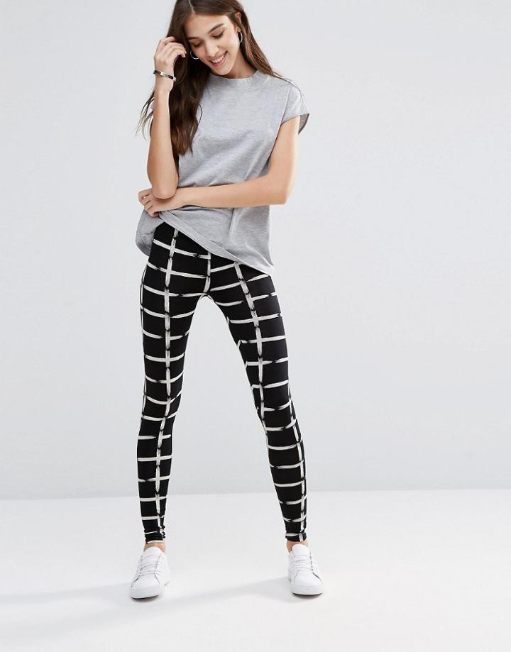 Daisy Street Check Leggings - Black