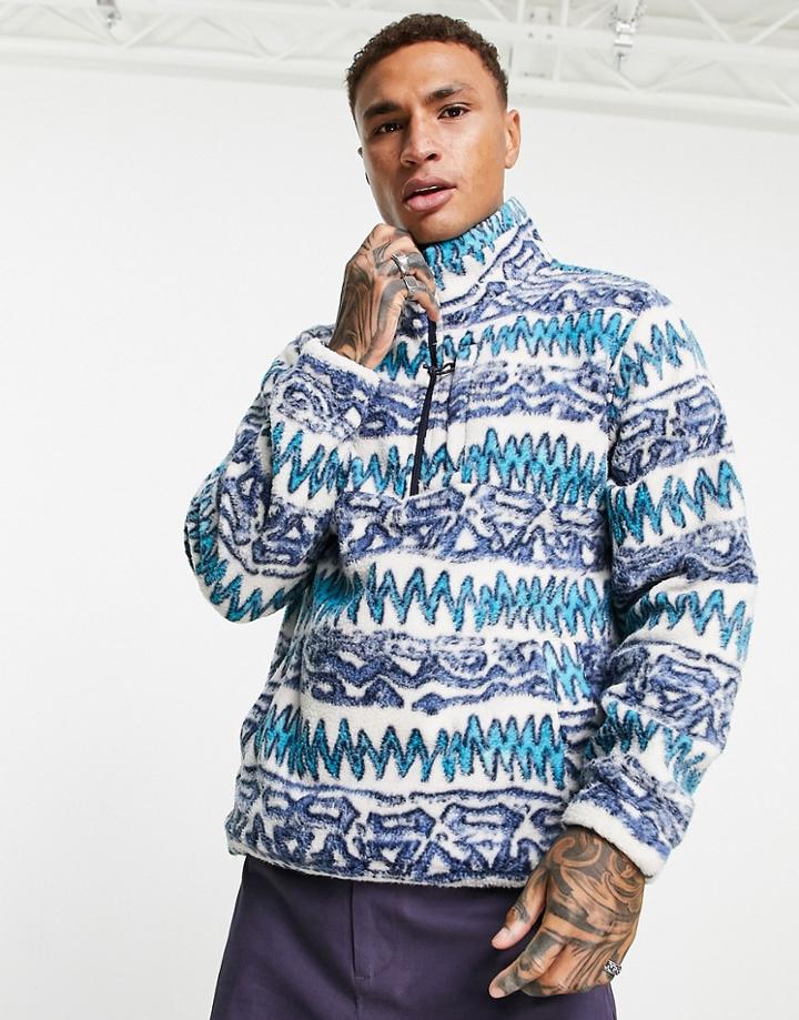 Billabong Boundary Aztec 1/4 Zip Fleece In Blue-blues