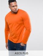 Asos Plus Long Sleeve T-shirt In Orange - Orange