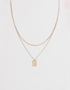 Weekday Chain Necklace With Square Pendant In Gold - Gold