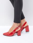 London Rebel High Vamp Sling Back Heel Shoe - Red