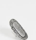 Sacred Hawk Engraved Metal Ring - Silver