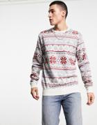 Le Breve Fairisle Christmas Sweater In Ecru-white