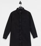 Asos Design Maternity Denim Shirt Dress In Washed Black