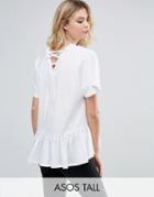 Asos Tall Oversized Swing Top With Cross Back - White