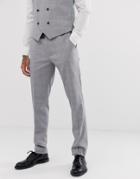 Harry Brown Skinny Fit Light Gray Stretch Check Suit Pants