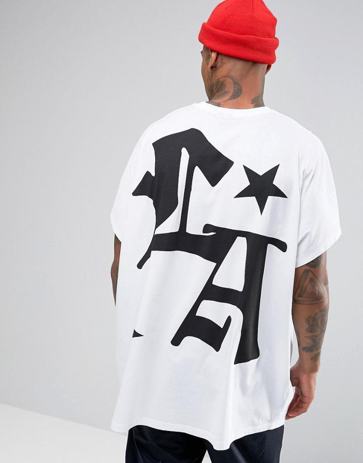 Asos Extreme Oversized T-shirt With Chest And Back Print In White - Wh