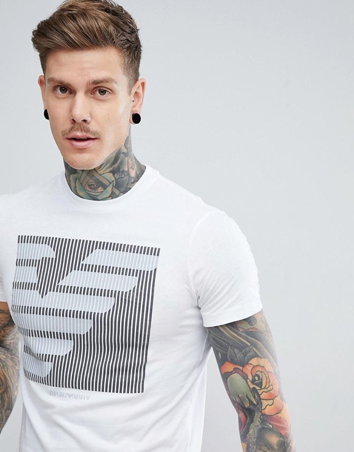 Emporio Armani Crew Neck Large Graphic Logo T-shirt In White - White