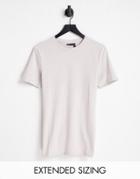 Asos Design Cotton Blend Muscle Fit T-shirt With Crew Neck In Cream - Cream-white