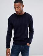Boohooman Sweater With Rib Detail In Navy - Navy